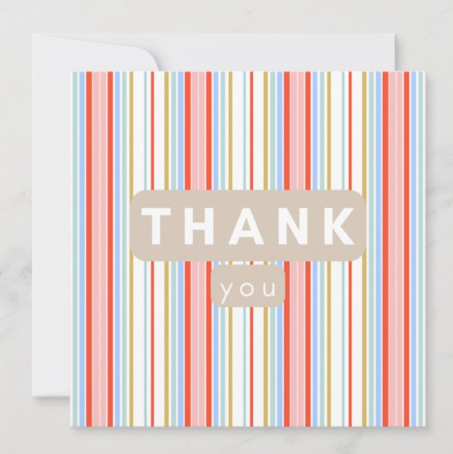 Flat Notecards, Striped Squares